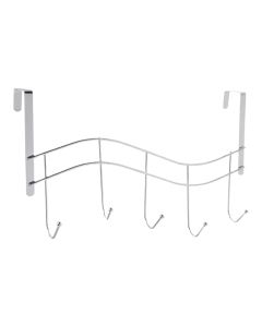 Clothes hanger, on the door, metal, 5 hooks, silver, 35x31xH23.5cm