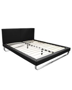 Double bed, velvet upholstery, metal legs, black, 160x200 cm