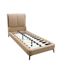 Single bed, textile upholstery, metal legs, brown, 90x200 cm