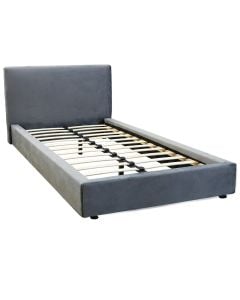 Double bed, velvet upholstery, plastic legs, warm gray, 180x200 cm