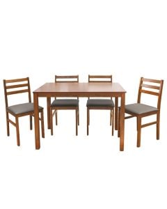 Dining table + 4 dining chairs, Seattle, mdf tabletop, mdf legs 45mm, textile seat, antique oak, table: 110x70xH74.5 cm; chair: 40.5x49xH84.5 cm