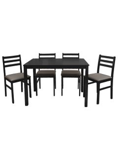 Dining table + 4 dining chairs, Seattle, mdf tabletop, mdf legs 45mm, textile seat, walnut, table: 110x70xH74.5 cm; chair: 40.5x49xH84.5 cm