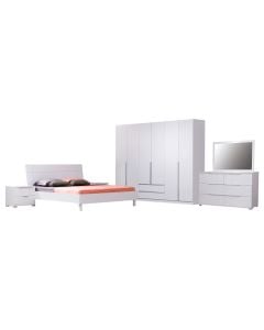 Bedroom, Brooklyn, melamine, white, 269.7x49.5xH216 cm; 137x45.5xH81.6 cm; 111.6x22xH75 cm; 60x39.5xH50.1; 185.8x224.2xH100.3 cm