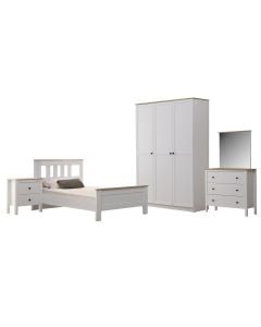 Youngroom, Hampton, melamine, white/sonoma, 136.1x59xH215.8 cm;  100x45xH96.6 cm; 77.4x50xH82.2 cm; 56.6x37.7xH67 cm; 96x199.6xH101.8 cm