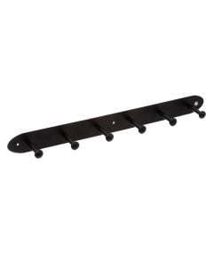 Clothes hanger, 6 hooks, metal, black, 55x6.5xH5 cm