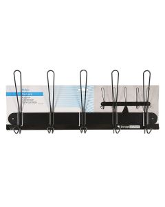 Clothes hanger, on the wall, 5 hooks, metal, black, 48x18xH5 cm