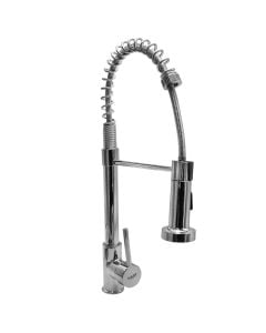 Sink mixer, Pull-Out, bronxe, extraxable, silver, flexible pipes 1/2"