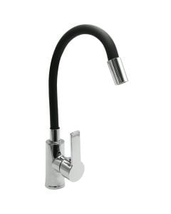 Sink mixer, Dishidun, bronxe, arched, black, flexible pipes 1/2"