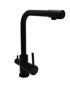 Sink mixer, Sanitary, bronxe, square, black, flexible pipes 1/2"