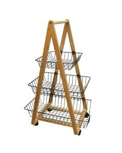 Multifuncional shelf ''Nanami'', wooden/metal, brown/black, 54.5x36.5xH85 cm
