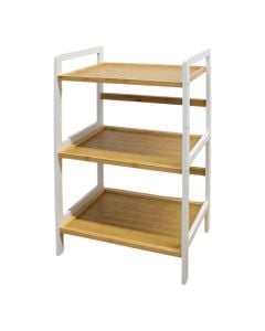 Multifuncional shelf ''Osaka'', 3 shelves, metal/bamboo, white/natural, 45x31.5xH80 cm