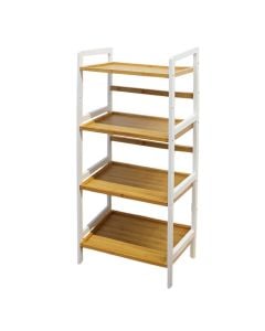 Multifuncional shelf ''Osaka'', 4 shelves, metal/bamboo, white/natural, 45x31.5xH110 cm