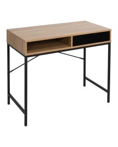 Study table, metal structure, melamine top, brown/black, 95x48xH76.3 cm
