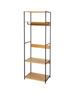 Open wardrobe, with compartments, metal/melamine, black/brown, 59.5x40xH175 cm