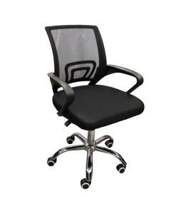 Office chair, mesh backrest, mesh cover seat, PP armrest, chromed base, PP castors, black, 61x51xH84-94 cm