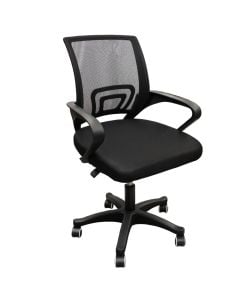 Office chair, mesh backrest, mesh cover seat, PP armrest, plastic base, PP castors, black, 61x51xH84-94 cm