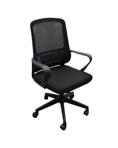 Office chair, mesh backrest, mesh cover seat, PP armrest, plastic base, nylon castors, black, 57x53xH99-103 cm