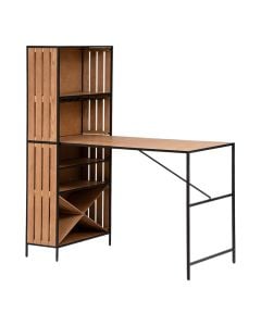 Bar table, with shelves, Bakos, mdf/metal, brown/black, 153.5x80.5xH180.5 cm
