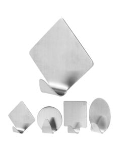 Clothes hook, set 4 pieces, metal, silver