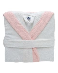 Bathrobe, for girls, cotton, white/pink, 350 gr (age 4 years)