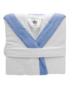 Bathrobe, for boys, cotton, white/blue, 350 gr (age 4 years)