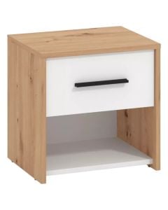 Bedside table, Varadero 2NO1F, melamine, artisan oak/opaque white, 42x33xH42 cm