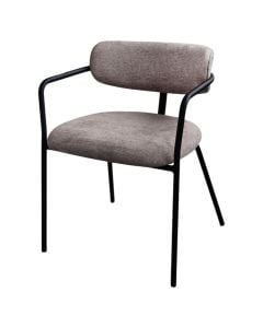 Dining chair, metal structure, textile upholstery, brown, 52x52.5xH72 cm
