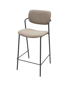 Bar chair, metal structure, textile upholstery, brown, 44x51xH97 cm