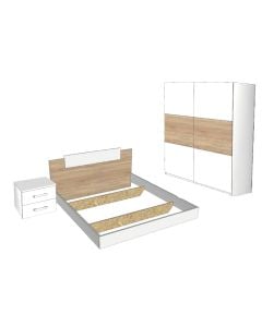 Bedroom, Borba, melamine, white/sonoma, 175x59xH210 cm; 180x200 cm
