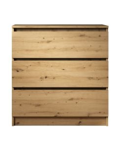 Dresser, Merlin, with 3 drawers, melamine, white/artisan, 77x42x80 cm