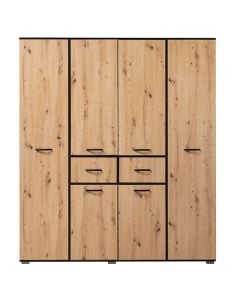 Wardrobe, Lucia, melamine, white/artisan, 180x52x203.5 cm