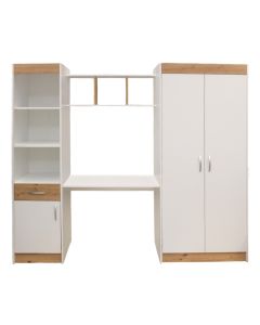 Bedroom, for children, Masha, melamine, white/light grey, 190x54xH212 cm