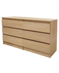 Cabinet, melamine, with 6 drawers, sonoma, 153x46xH71 cm