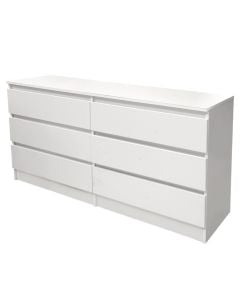 Cabinet, melamine, with 6 drawers, white, 153x46xH71 cm