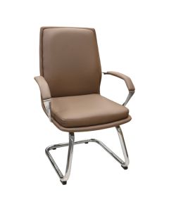 Office chair, Pu upholstery, aluminum arm, chrome steel base, grey/brown
