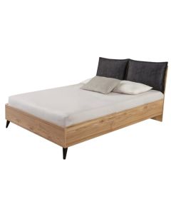 Double bed, Eti, melamine frame, plastic legs, brown/black, 165x211x95 cm