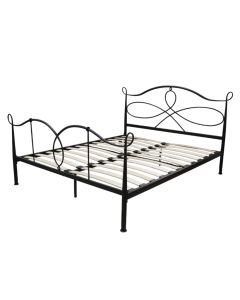 Bed, London, double, metal, black, 160x190 cm