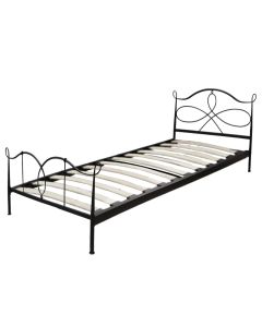 Bed, London, single, metal, black, 90x190 cm