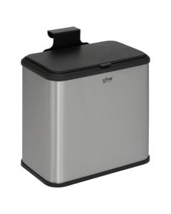 Hanging trash can ''Compo'' in stainless steel, silver-black color, 5 l. Dimensions, H : 37.8 cm, W : 25.5 cm, D : 15.5 cm.