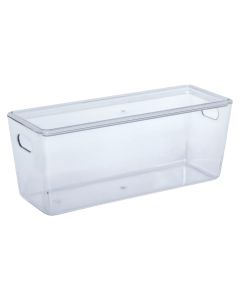 Storage box "Selena" in transparent plastic material, 5 l. Dimensions, H : 13 cm, L : 35 cm, W : 14 cm.