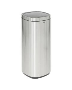 Recycle bin "Poubelle" in silver color stainless steel material, 50 l. Dimensions, H : 73.5 cm, W : 30 cm, D : 30 cm.