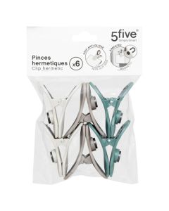 Hermetic clips with magnets in multicolor polypropylene material, 6 pieces