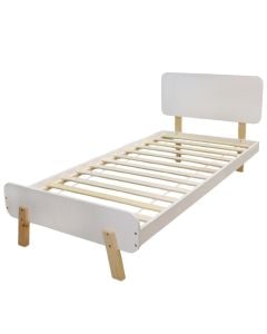 Single bed, pine wood/mdf, white/natural, 90x190 cm