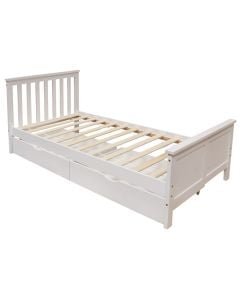 Single bed, pine wood/mdf, white, 90x190 cm