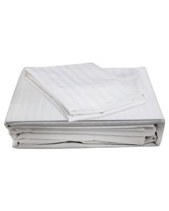 Bedlinen set, single, saten, 80% cotton/20% polyester, with stripe 7mm, white, 170x300 cm (without elastic); 170x300 cm; 50x80 cm (x1)