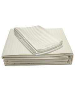 Bedlinen set, double, saten, 80% cotton/20% polyester, with stripe 7mm, panna, 250x300 cm (without elastic); 250x300 cm; 50x80 cm (x2)