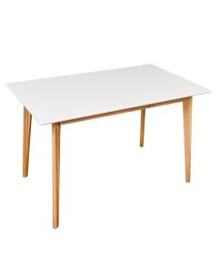 Dining table, Rookie, mdf tabletop, wooden legs, white, 110x70xH75CM