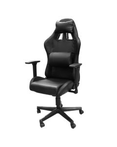Study chair, 2D armrest, with LED, with Tilt-lock functional mechanism, PVC seat and back, nylon base and casters, black, 70x60xH126-136 cm
