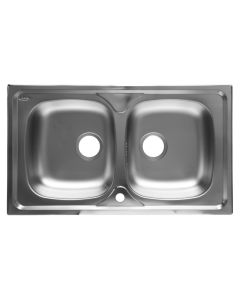 Double bowl, stainless sink, Siros 2+0, 86x50 cm
