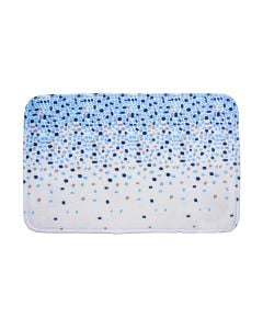 Bath mat, cotton, white and blue, 45x75 cm